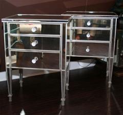  Venfield Pair of 3 Drawer Silver Trim Mirrored Nightstands - 3108264