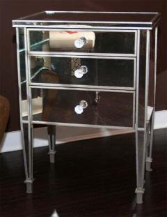  Venfield Pair of 3 Drawer Silver Trim Mirrored Nightstands - 3108265