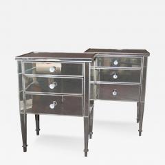  Venfield Pair of 3 Drawer Silver Trim Mirrored Nightstands - 3116168