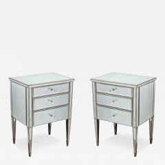  Venfield Pair of Antique Mirrored Nightstands with Silver Gilt Trim - 3161352