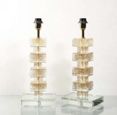  Venfield Pair of Custom Gold Infused Murano Glass Cubist Table Lamps - 3174321