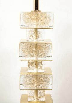  Venfield Pair of Custom Gold Infused Murano Glass Cubist Table Lamps - 3174326