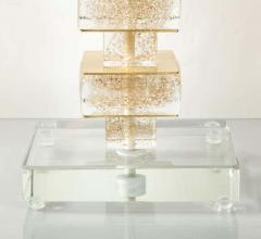  Venfield Pair of Custom Gold Infused Murano Glass Cubist Table Lamps - 3174327