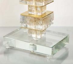  Venfield Pair of Custom Gold Infused Murano Glass Cubist Table Lamps - 3174328