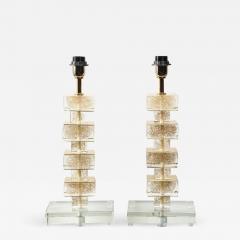  Venfield Pair of Custom Gold Infused Murano Glass Cubist Table Lamps - 3177891