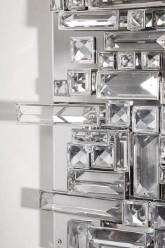  Venfield Pair of Enormous Polished Nickel Sconces with Austrian Baguette Crystals - 3157822