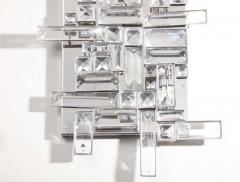  Venfield Pair of Enormous Polished Nickel Sconces with Austrian Baguette Crystals - 3157823