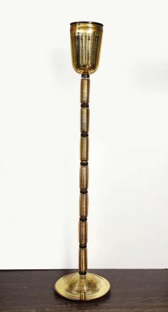  Venfield Pair of Gold and Black Opaque Murano Glass Floor Lamps - 3222051