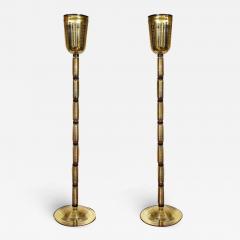  Venfield Pair of Gold and Black Opaque Murano Glass Floor Lamps - 3224623
