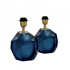  Venfield Petite Pair of Deep Blue Faceted Murano Glass Table Lamps 2024 - 3844342