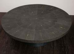  Venfield Round Black Genuine Shagreen Table with Parchment Base - 2272583