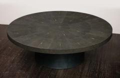  Venfield Round Black Genuine Shagreen Table with Parchment Base - 2272589