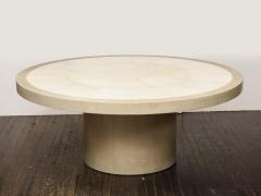  Venfield Round Genuine Shagreen Table with Bone Trim and Parchment Base - 2272592