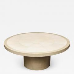  Venfield Round Genuine Shagreen Table with Bone Trim and Parchment Base - 2294291