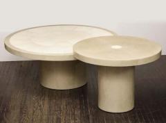  Venfield Set of 2 Round Genuine Shagreen and Parchment Tables with Bone Trim - 3140677