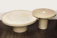  Venfield Set of 2 Round Genuine Shagreen and Parchment Tables with Bone Trim - 3140679