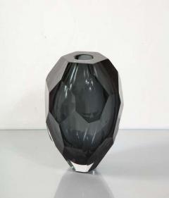 Venfield Small Murano Dark Gray Glass Gem Cut Vase - 3166630