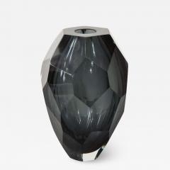  Venfield Small Murano Dark Gray Glass Gem Cut Vase - 3170758