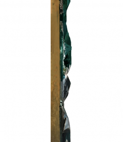  Venfield Teal Faceted Murano Glass Block Mirror with Brass Trim - 4288710