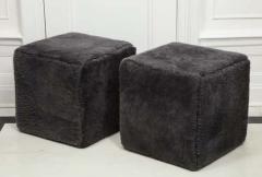  Venfield Venfield Custom Pair of Shearling Cube Foot Stools Ottoman - 3166541