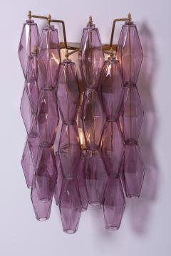  Venini 1 of 4 Amethyst Polyhedral Glass Sconces or Wall Lamps in the Manner of Venini - 1211143