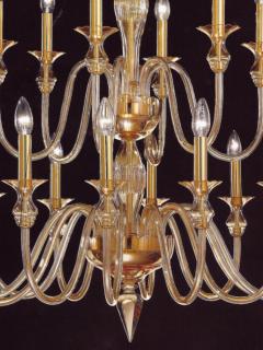 Venini 2 Mid Century Modern Neoclassical Murano Venetian Glass Double Tier Chandeliers - 1657730