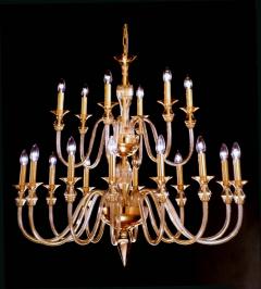  Venini 2 Mid Century Modern Neoclassical Murano Venetian Glass Double Tier Chandeliers - 1657733