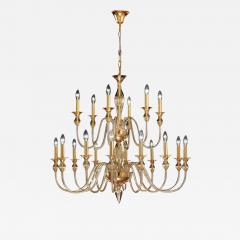  Venini 2 Mid Century Modern Neoclassical Murano Venetian Glass Double Tier Chandeliers - 1660135