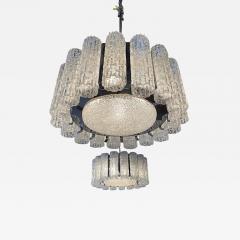  Venini A Pair Italian Modern Polished Nickel and Hand Blown Glass Chandeliers Venini - 4644559