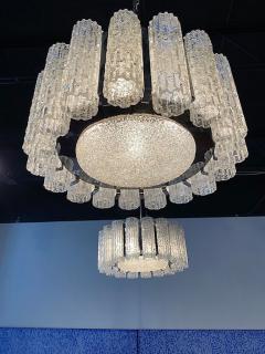  Venini A Pair Italian Modern Polished Nickel and Hand Blown Glass Chandeliers Venini - 4644611