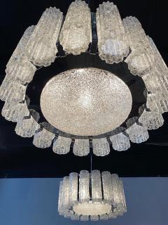  Venini A Pair Italian Modern Polished Nickel and Hand Blown Glass Chandeliers Venini - 4644624