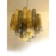  Venini Amber and Fume Tronchi Murano Glass Chandelier in Venini Style - 4303002