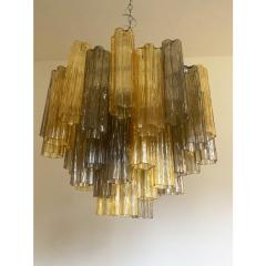  Venini Amber and Fume Tronchi Murano Glass Chandelier in Venini Style - 4303006