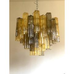  Venini Amber and Fume Tronchi Murano Glass Chandelier in Venini Style - 4303011