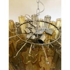  Venini Amber and Fume Tronchi Murano Glass Chandelier in Venini Style - 4303012