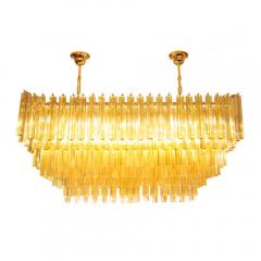  Venini Amber and clear Venini triedri gold plated rectangular chandelier - 4099738