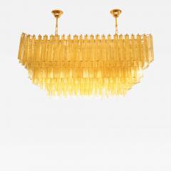  Venini Amber and clear Venini triedri gold plated rectangular chandelier - 4101793