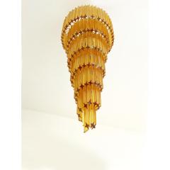  Venini Contemporary Amber Quadriedro Murano Glass Twister Chandelier in Venini Style - 4460666