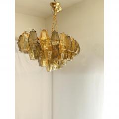  Venini Contemporary Amber and Fum Poliedri Murano Glass Chandelier in Venini Style - 4735696