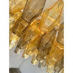  Venini Contemporary Amber and Fum Poliedri Murano Glass Chandelier in Venini Style - 4735698