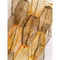  Venini Contemporary Amber and Fum Poliedri Murano Glass Wall Sconce in Venini Style - 4735887