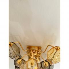  Venini Contemporary Amber and Fum Poliedri Murano Glass Wall Sconce in Venini Style - 4735888