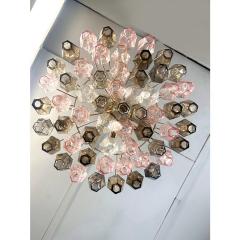  Venini Contemporary Chandelier W Pink Fume Poliedri Murano Glass in Venini Style - 4303203