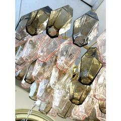  Venini Contemporary Chandelier W Pink Fume Poliedri Murano Glass in Venini Style - 4303212