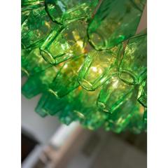  Venini Contemporary Green Poliedri Murano Glass Gold Chandelier in Venini Style - 4350418