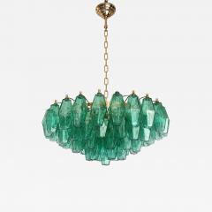  Venini Contemporary Green Poliedri Murano Glass Gold Chandelier in Venini Style - 4352024