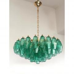 Venini Contemporary Green Poliedri Murano Glass Gold Chandelier in Venini Style - 4602896