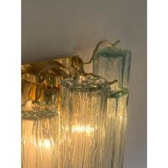  Venini Contemporary Green Tronchi Murano Glass Wall Sconce in Venini Style a Pair - 4385622