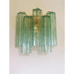 Venini Contemporary Green Tronchi Murano Glass Wall Sconce in Venini Style a Pair - 4385623
