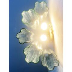  Venini Contemporary Green Tronchi Murano Glass Wall Sconce in Venini Style a Pair - 4385630